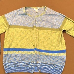 Talbots, lightweight cardigan. Beautiful bright blues and greens.